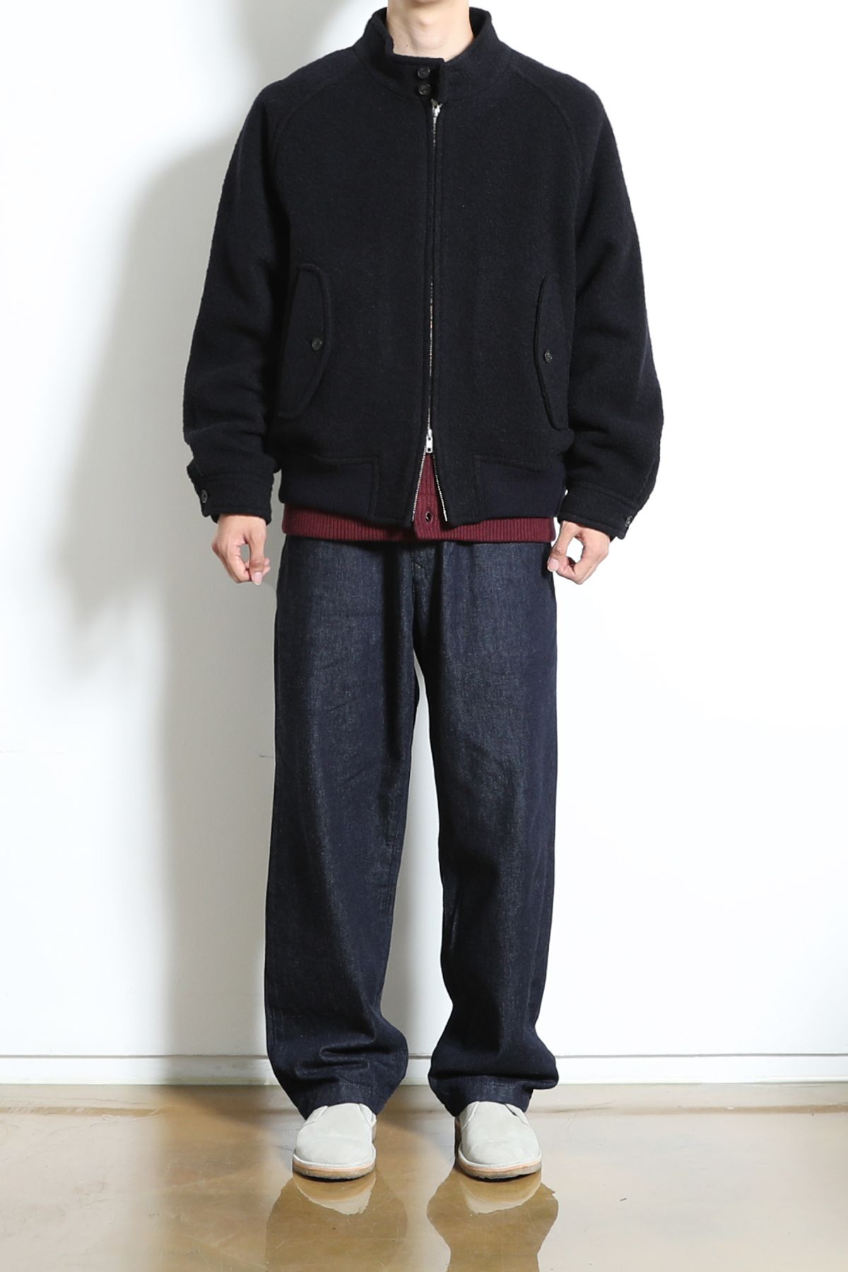홀리선(HORLISUN) Visitor Wool Boucle Harrington Jacket Navy