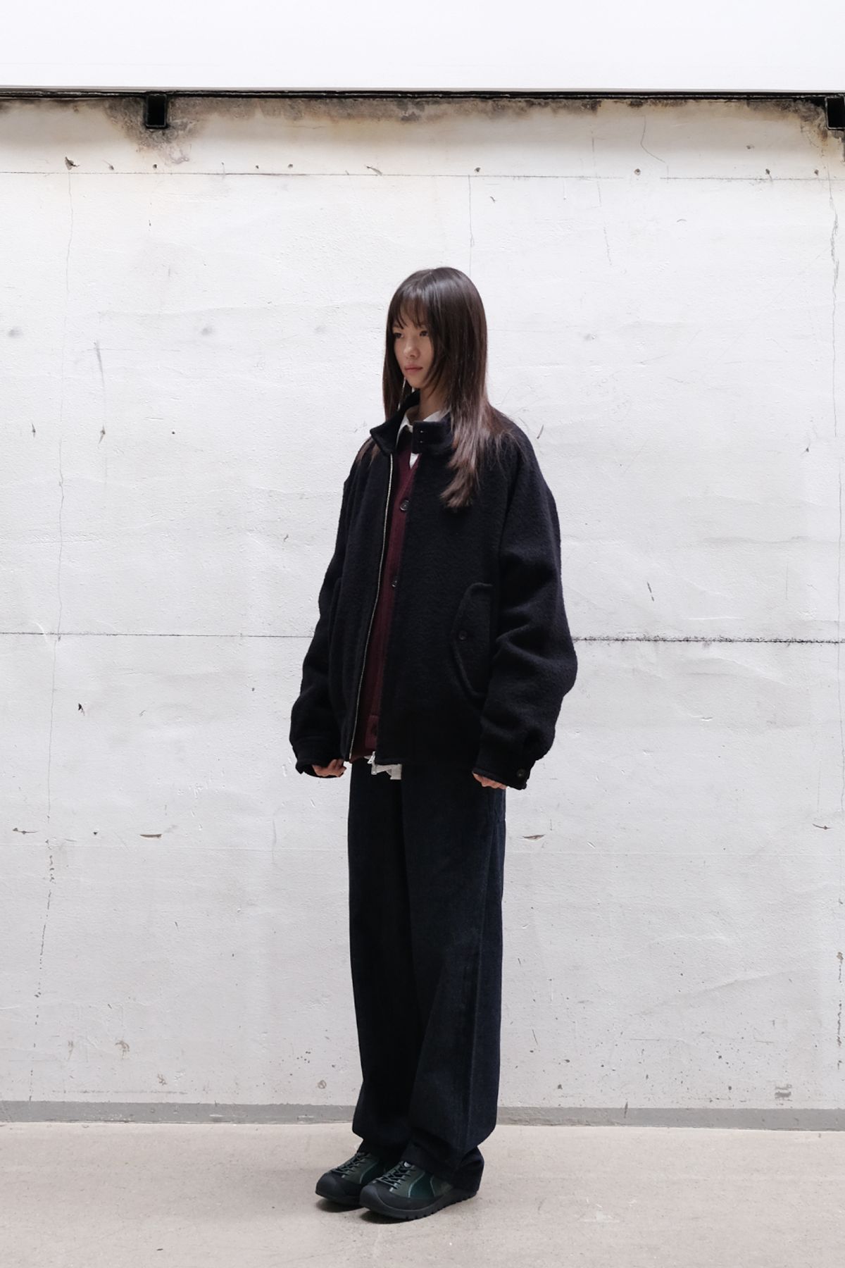 홀리선(HORLISUN) Visitor Wool Boucle Harrington Jacket Navy