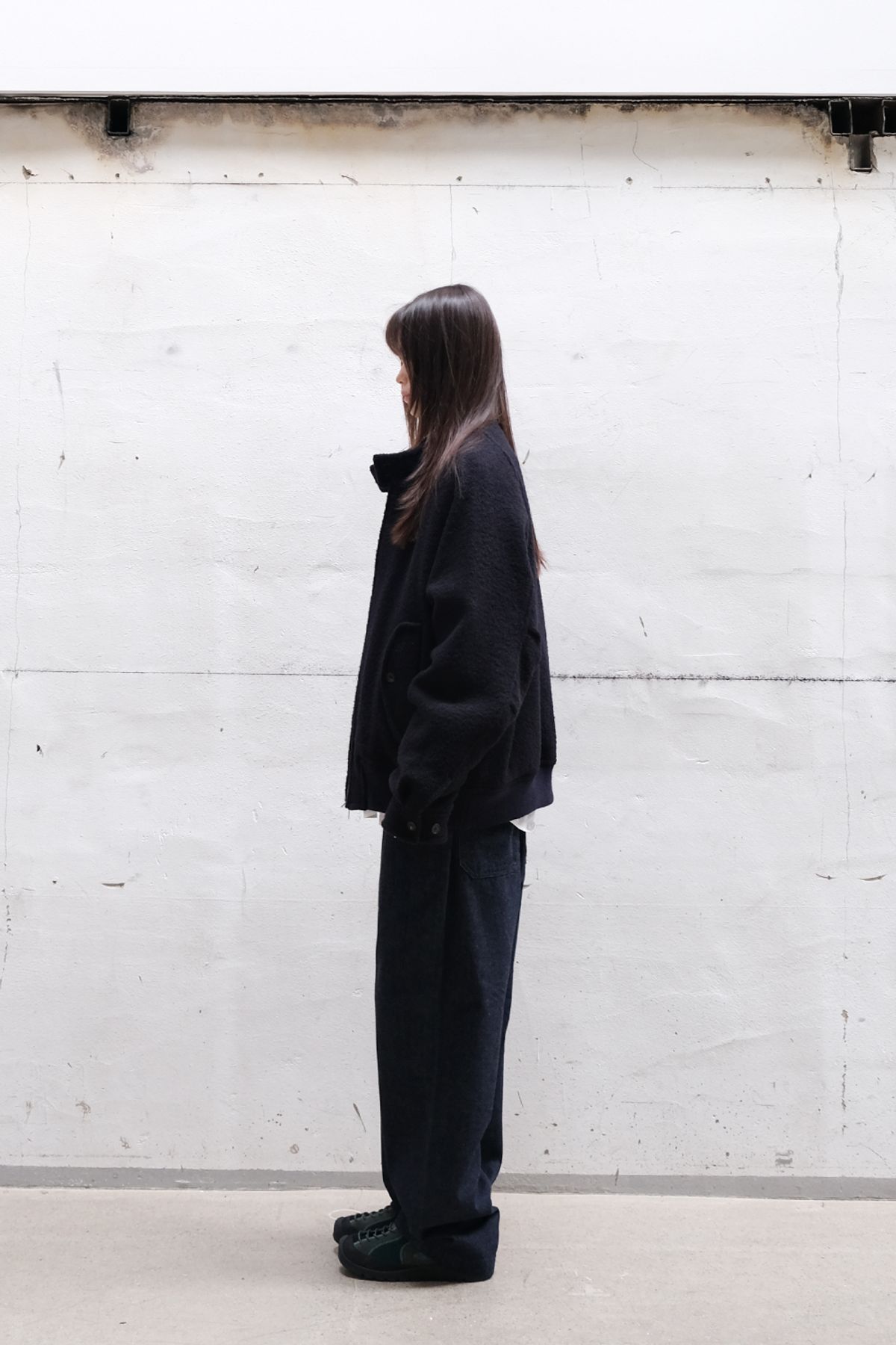 홀리선(HORLISUN) Visitor Wool Boucle Harrington Jacket Navy