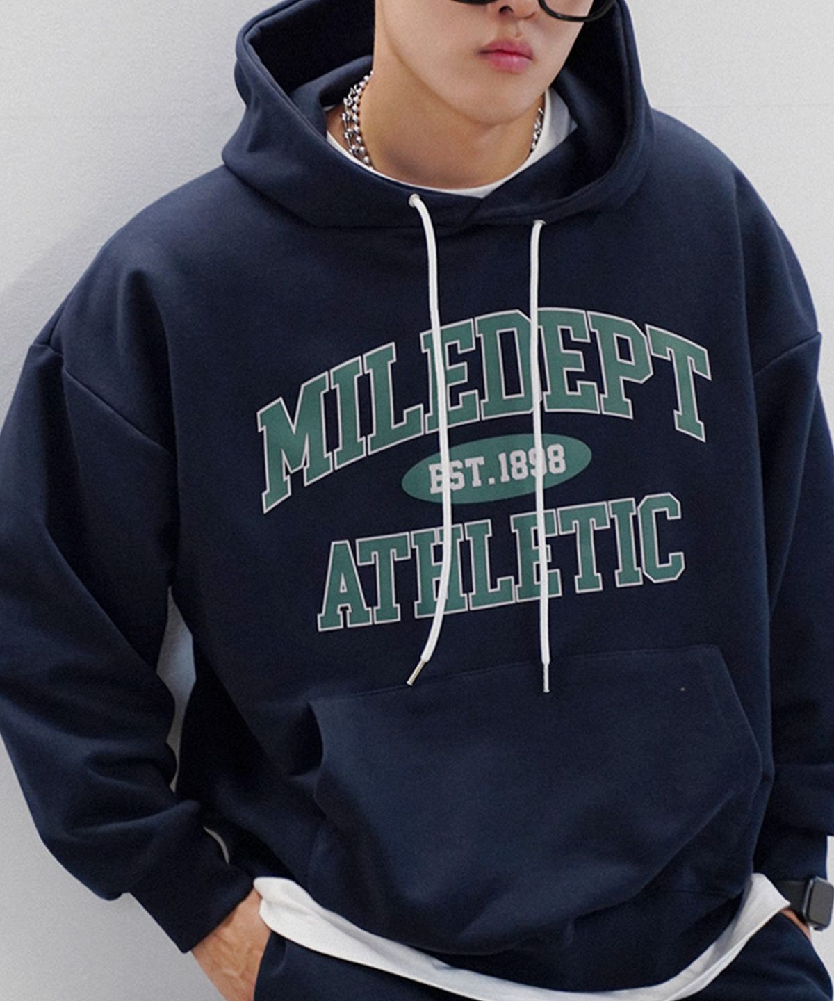더마일(THEMILE) MILE DEPT SWEAT HOODIE [NAVY]