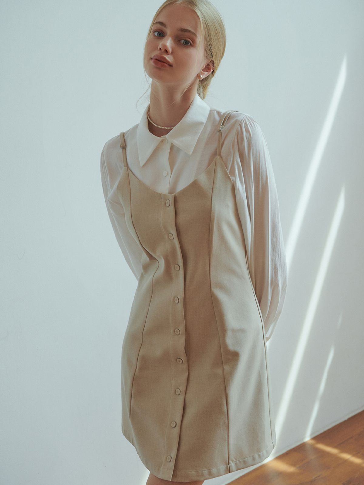 리엘(RE L) Scone mini dress (beige)