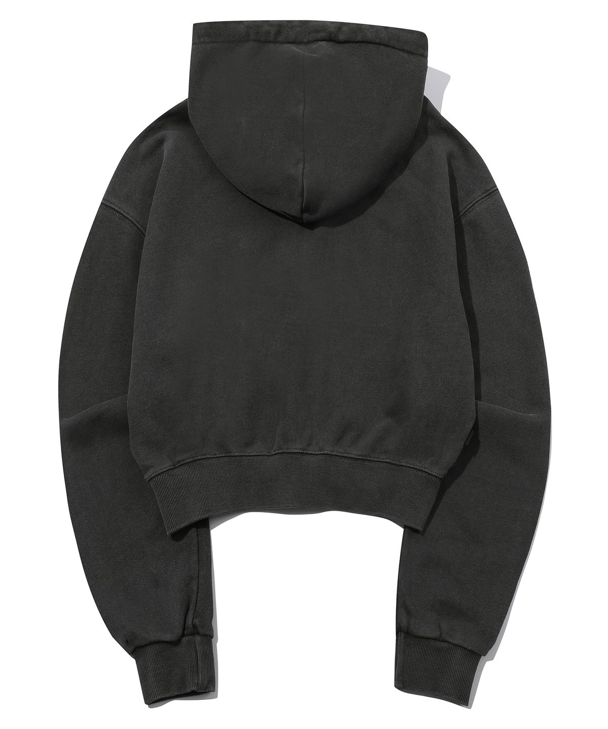 이퓨원트(IFYOUWANT) 2-WAY PENTA CROP pigment HOOD ZIPUP smoke black