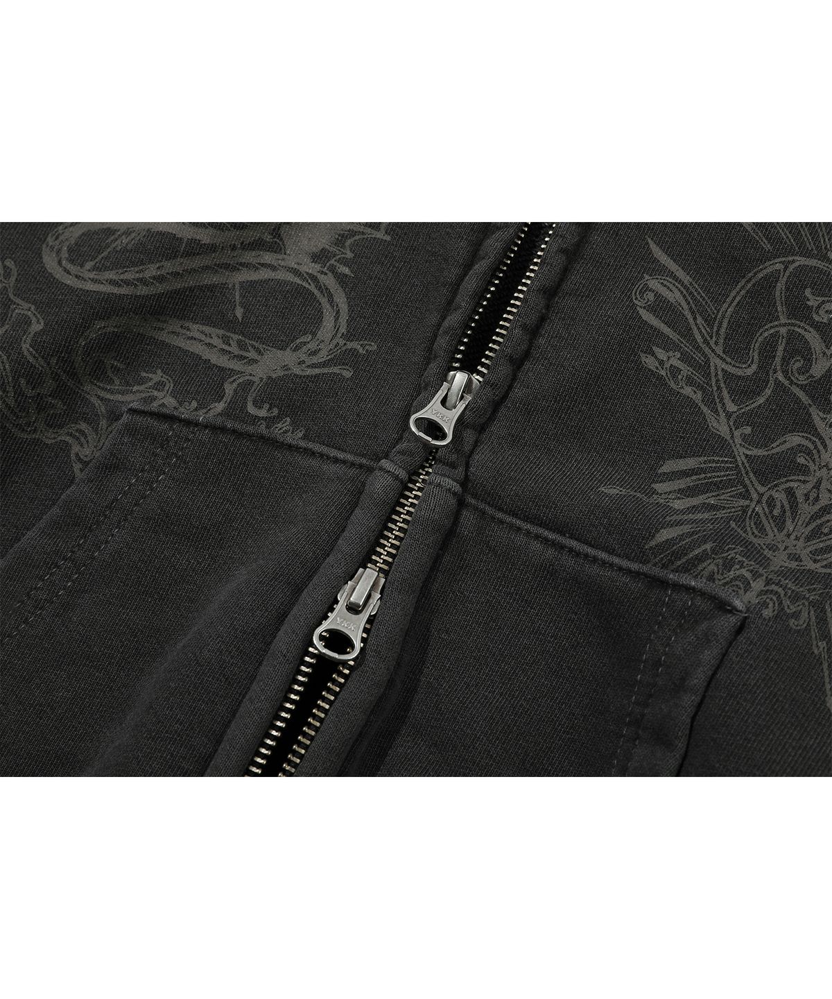 이퓨원트(IFYOUWANT) 2-WAY PENTA CROP pigment HOOD ZIPUP smoke black