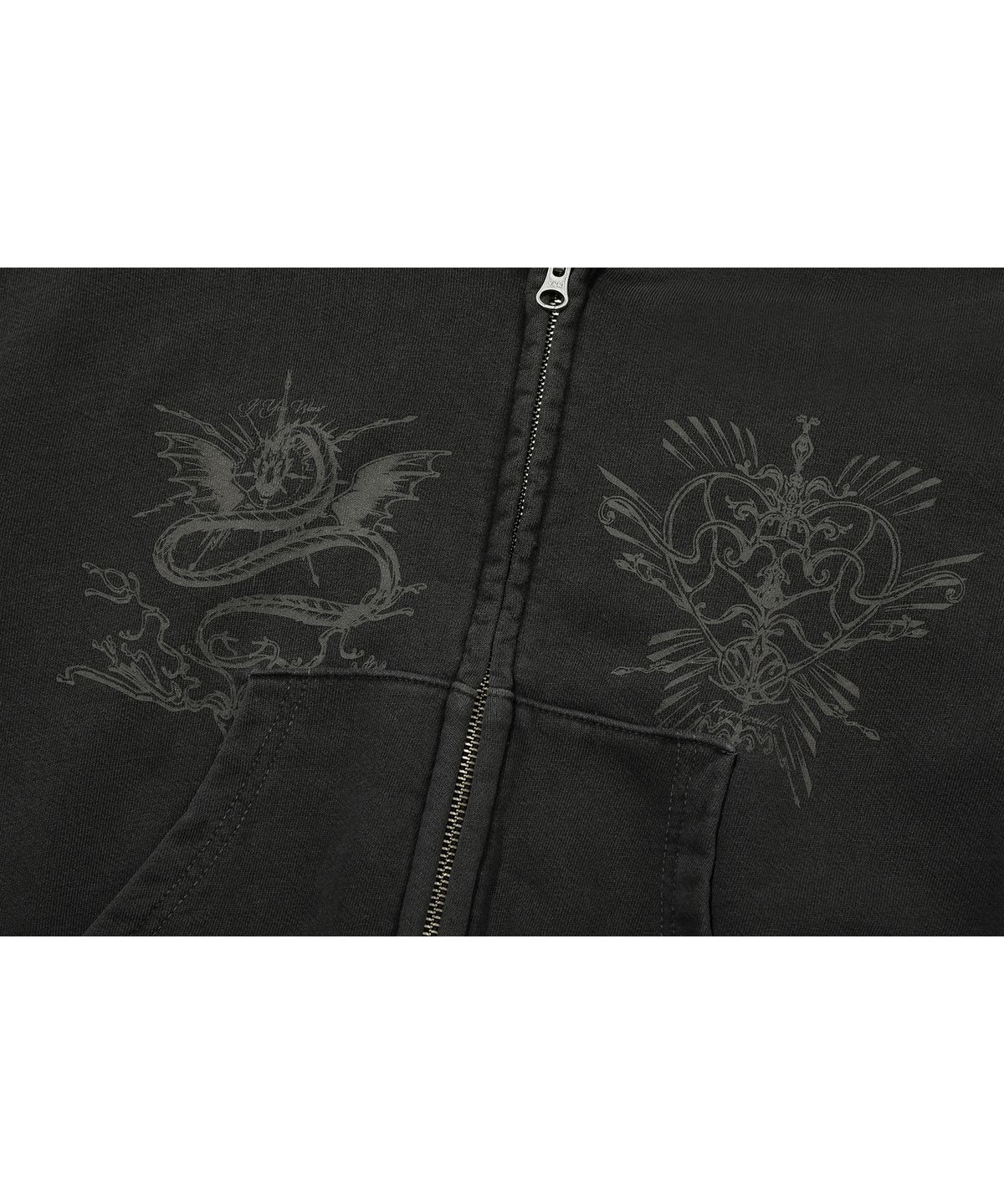 이퓨원트(IFYOUWANT) 2-WAY PENTA CROP pigment HOOD ZIPUP smoke black