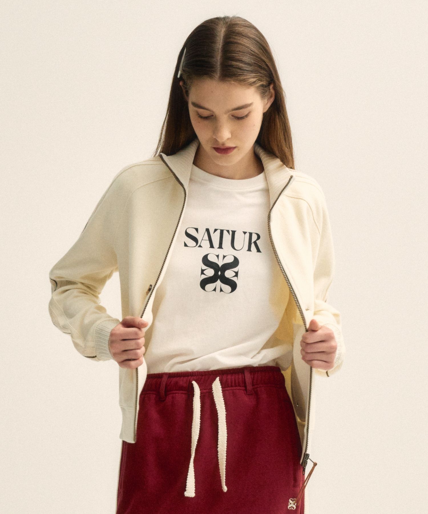 MUSINSA | SATUR Lawton All Day Track Zip-Up Jacket Resort Cream