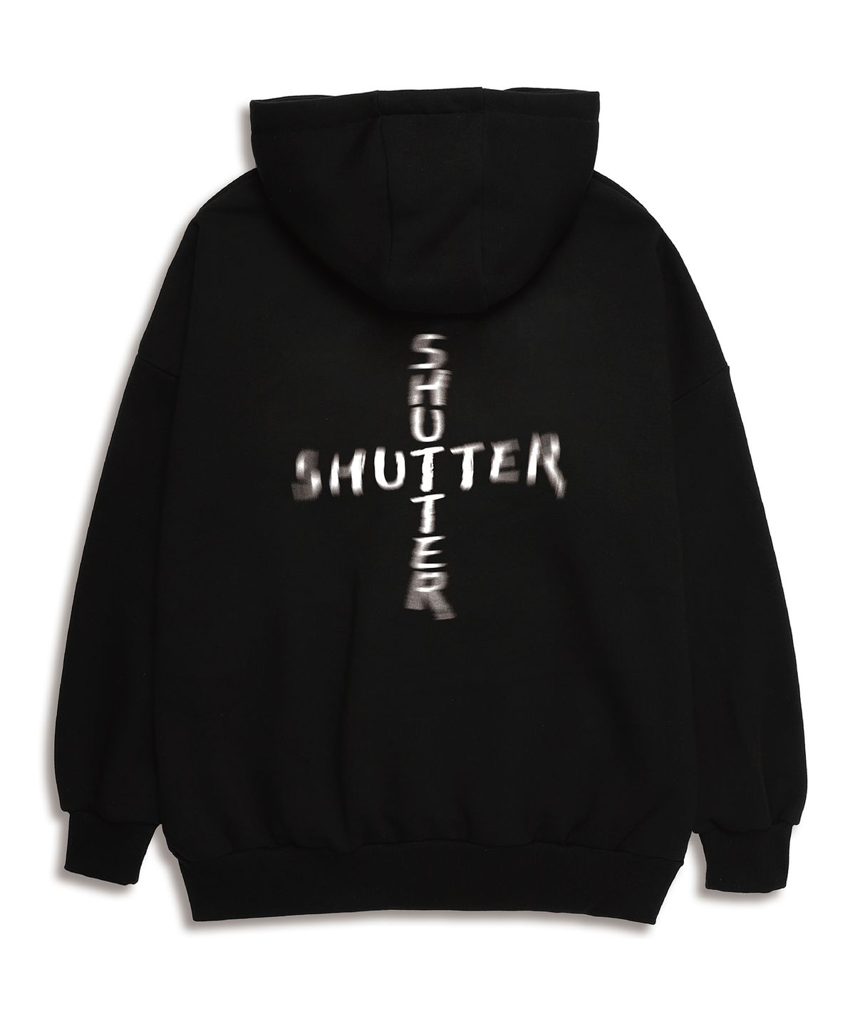 셔터(SHUTTER) BLUR LOGO 오버핏 후드 (STLS001) 블랙