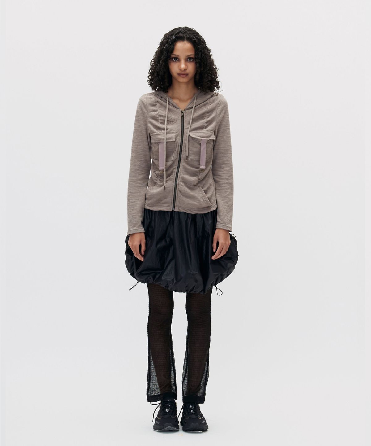 쎄쎄쎄(SETSETSET) CARGO COTTON HOOD ZIP-UP COCOA
