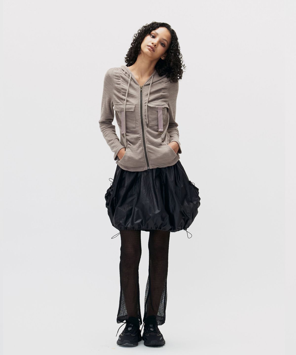 쎄쎄쎄(SETSETSET) CARGO COTTON HOOD ZIP-UP COCOA