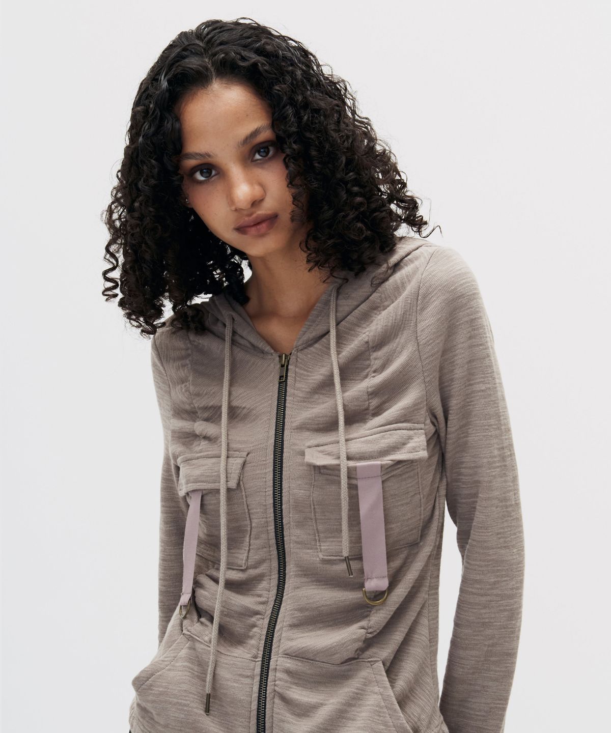 쎄쎄쎄(SETSETSET) CARGO COTTON HOOD ZIP-UP COCOA