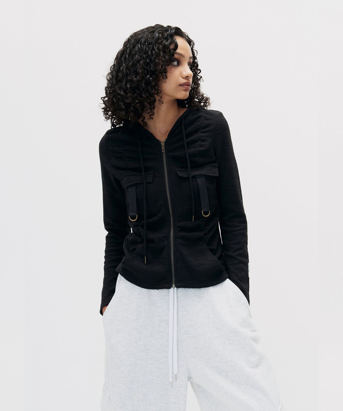 쎄쎄쎄(SETSETSET) CARGO COTTON HOOD ZIP-UP BLACK