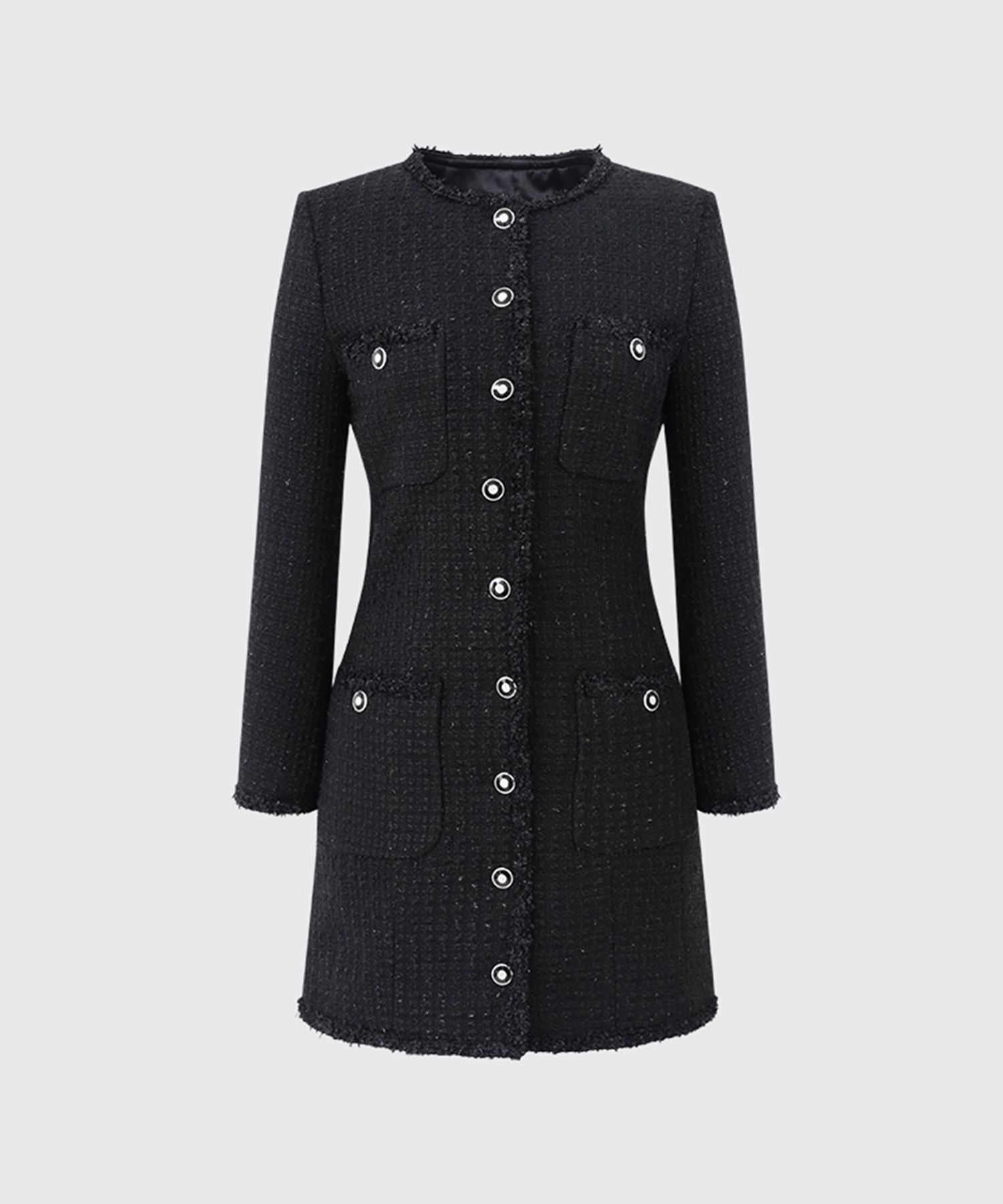 ワンピース LOOKAST BLACK RILEY TRIMMED TWEED DRESS 23FWOP004 MUSINSA | LOOKAST BLACK RILEY TRIMMED TWEED DRESS
