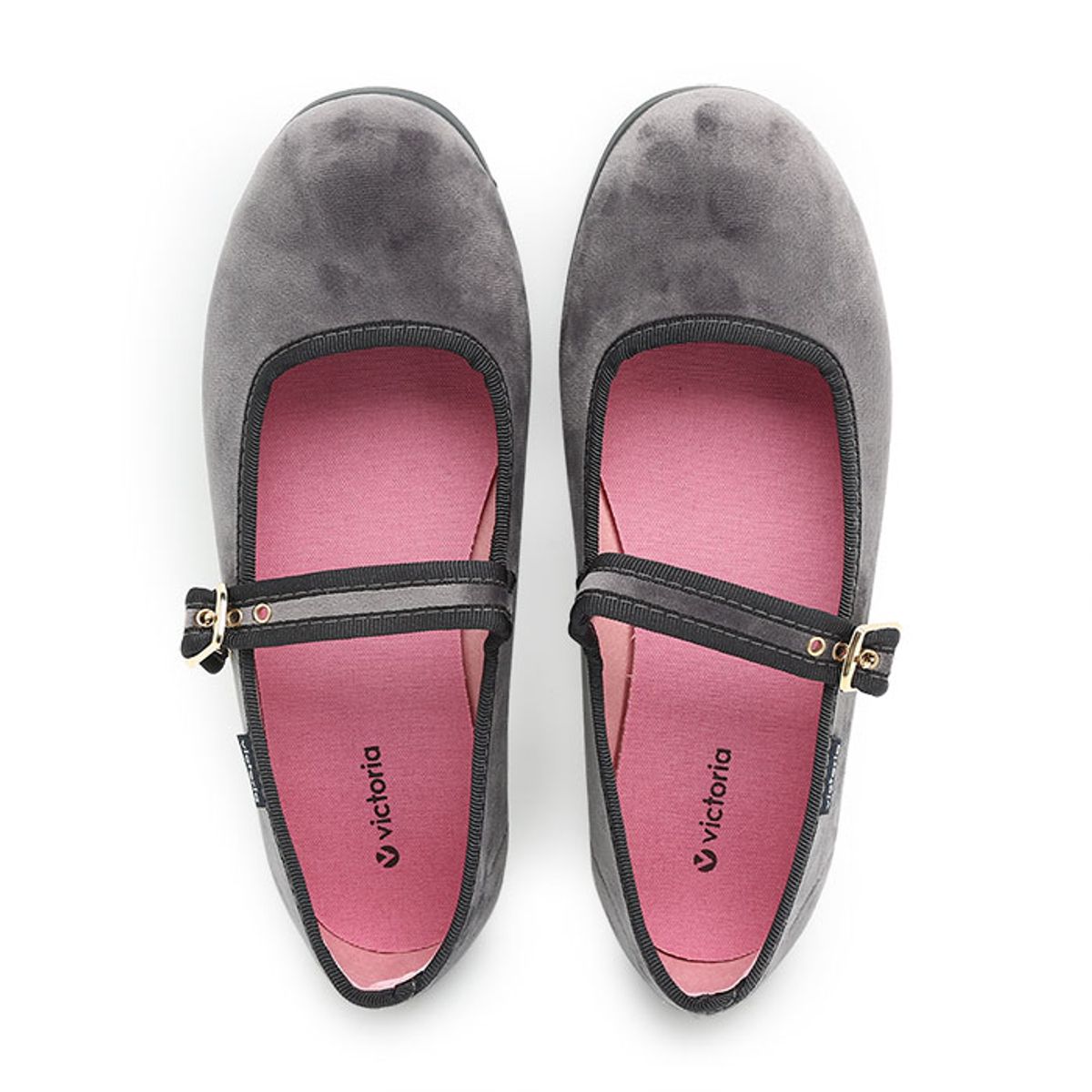 빅토리아 슈즈(VICTORIA SHOES) 쿵푸 벨벳 발레리나 (1080111-GRIS)