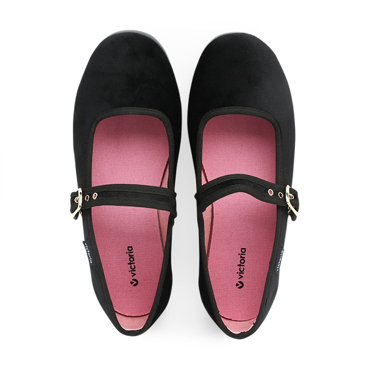 빅토리아 슈즈(VICTORIA SHOES) 쿵푸 벨벳 발레리나 (1080111-NEGRO)