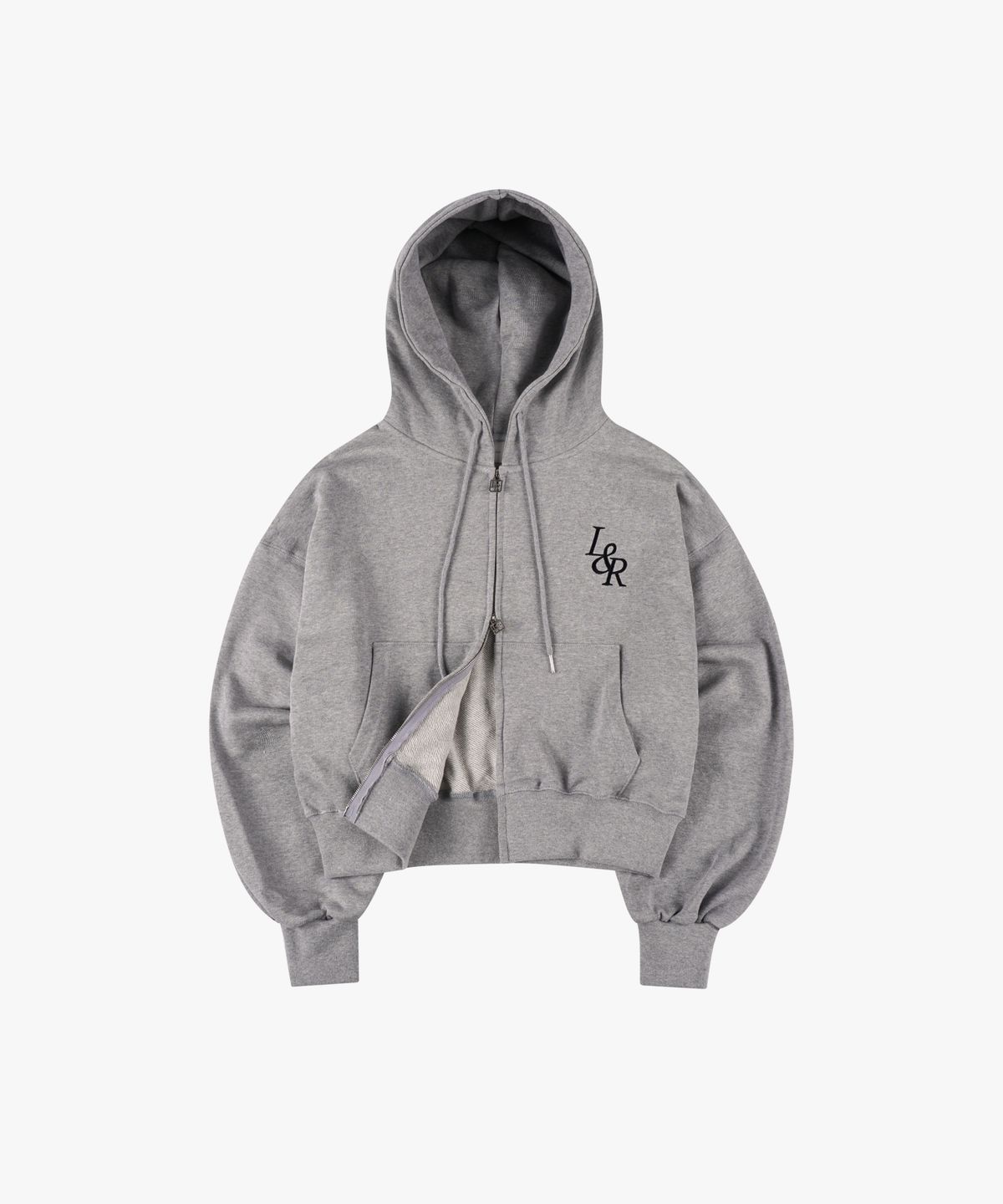 로시로우(LOSSYROW) Lossy Big Logo Crop Hood Zip-up Gray