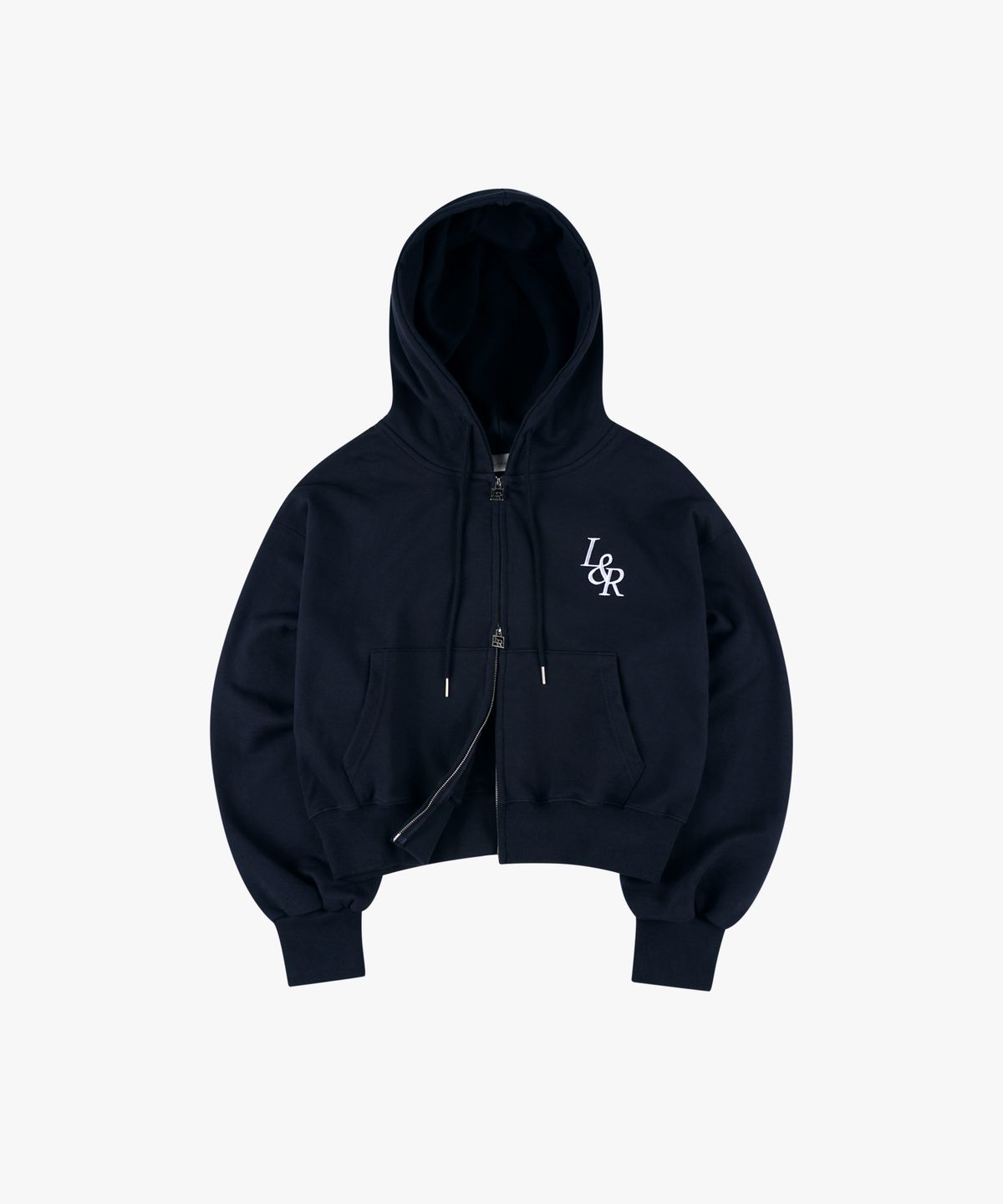 로시로우(LOSSYROW) Lossy Big Logo Crop Hood Zip-up Navy