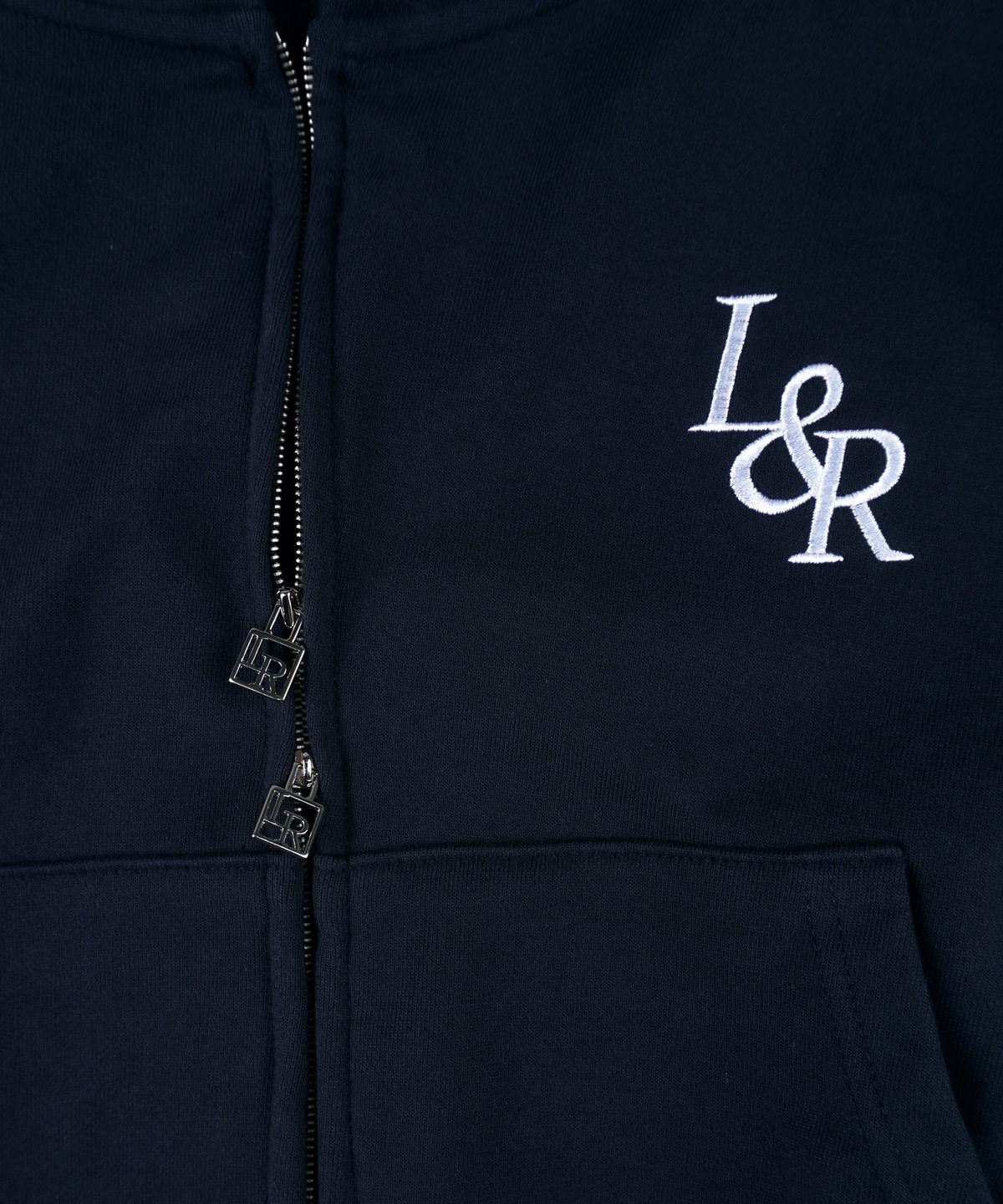 로시로우(LOSSYROW) Lossy Big Logo Crop Hood Zip-up Navy