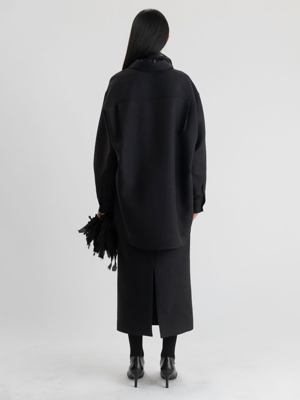 MUSINSA | ARCH THE Oversized Wool Silk Shirt - Black