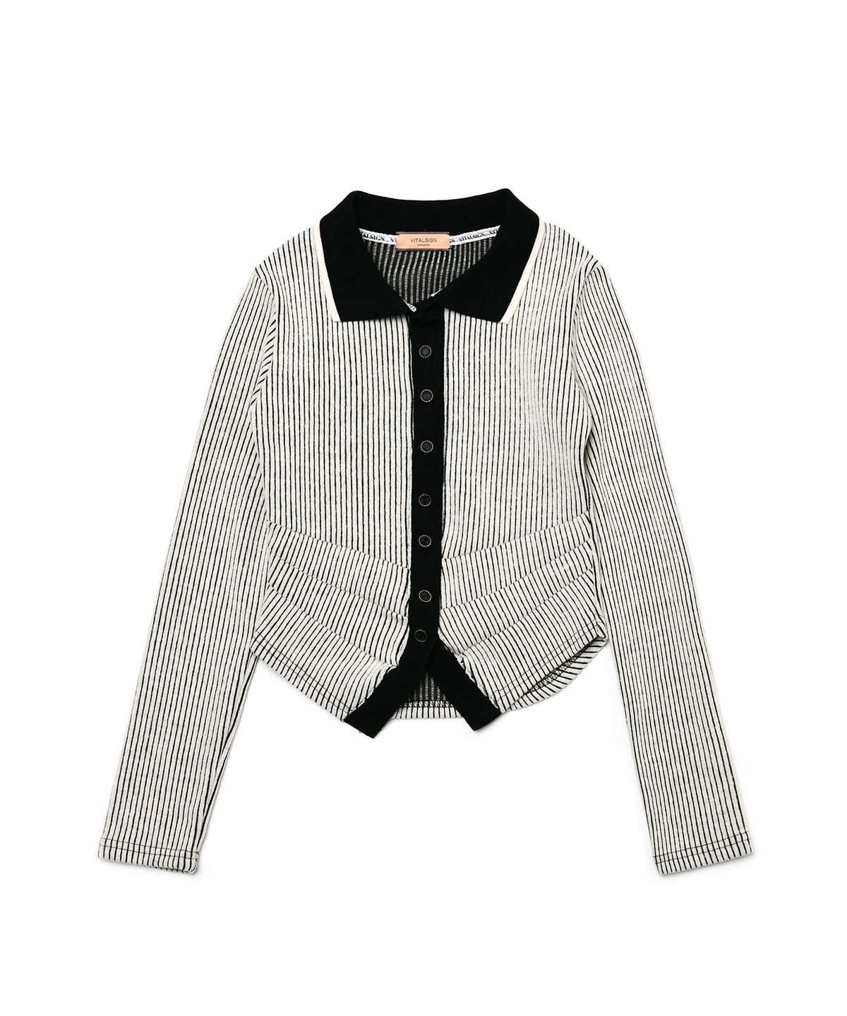 바이탈싸인(VITALSIGN) [LINE] Stripe Cutting Line Wool Cardigan