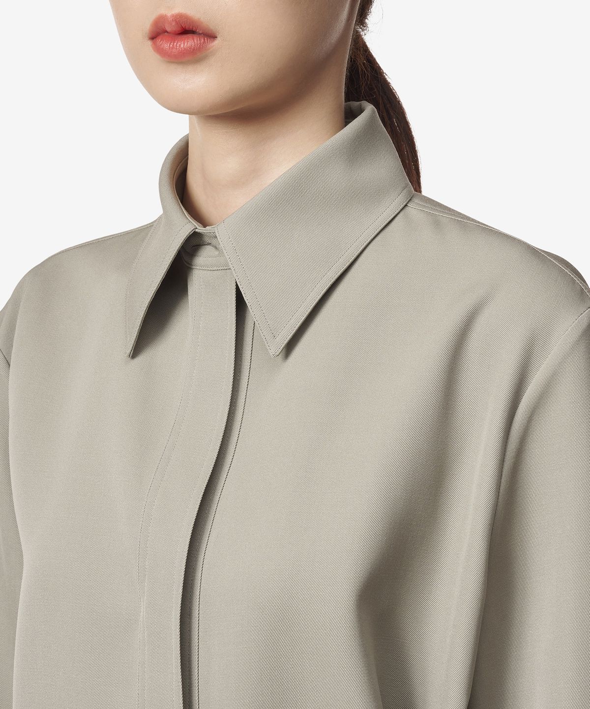 질 샌더(JIL SANDER) 웨이스트 스트링 울 셔츠 - 슬레이트 그린 / J02DL0154J40002317