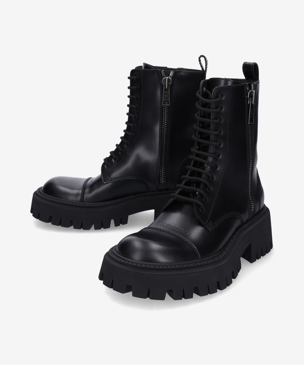 발렌시아가(BALENCIAGA) 트랙터 레이스업 지퍼 부츠 - 블랙 / 617420WA8E91000