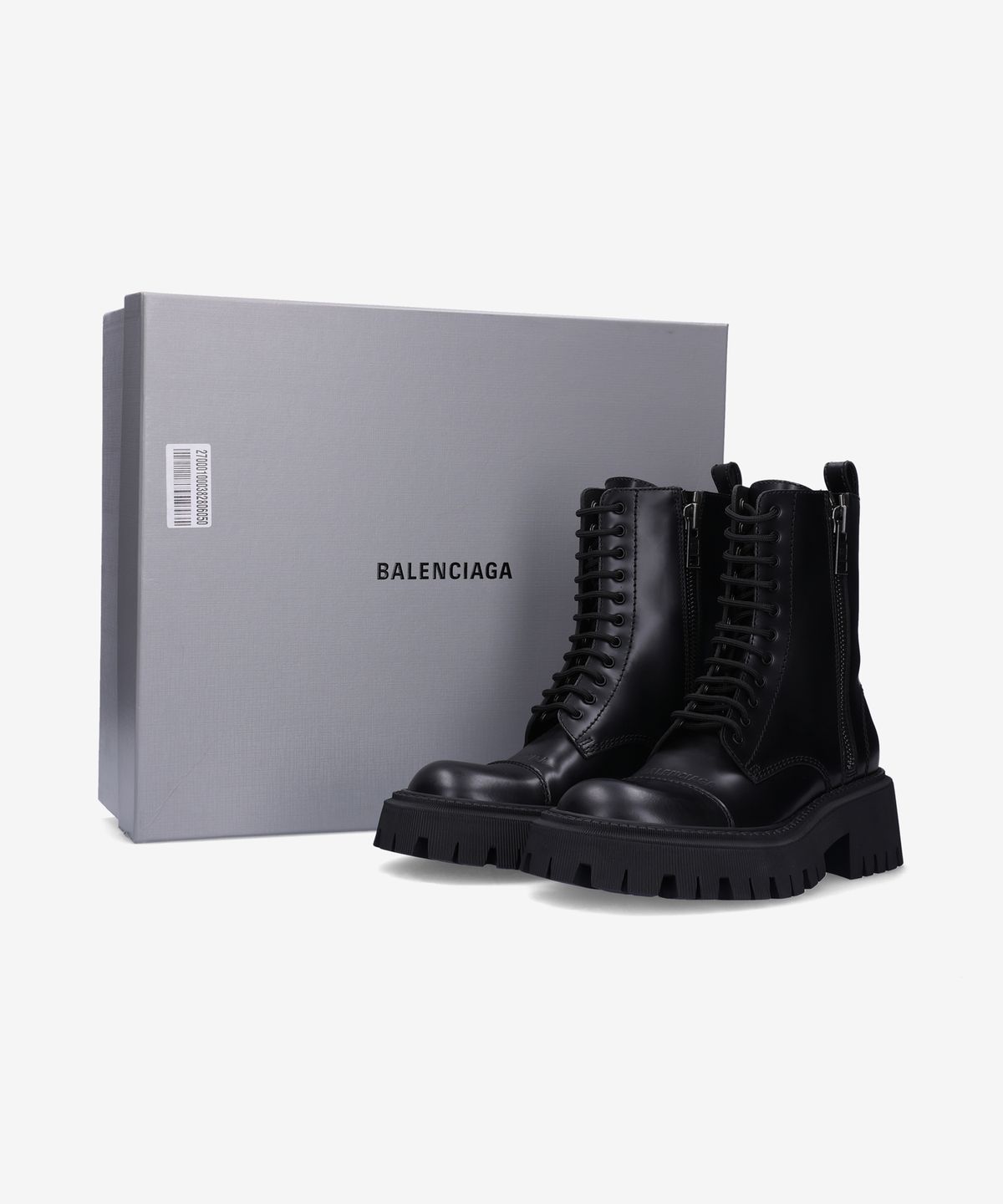 발렌시아가(BALENCIAGA) 트랙터 레이스업 지퍼 부츠 - 블랙 / 617420WA8E91000