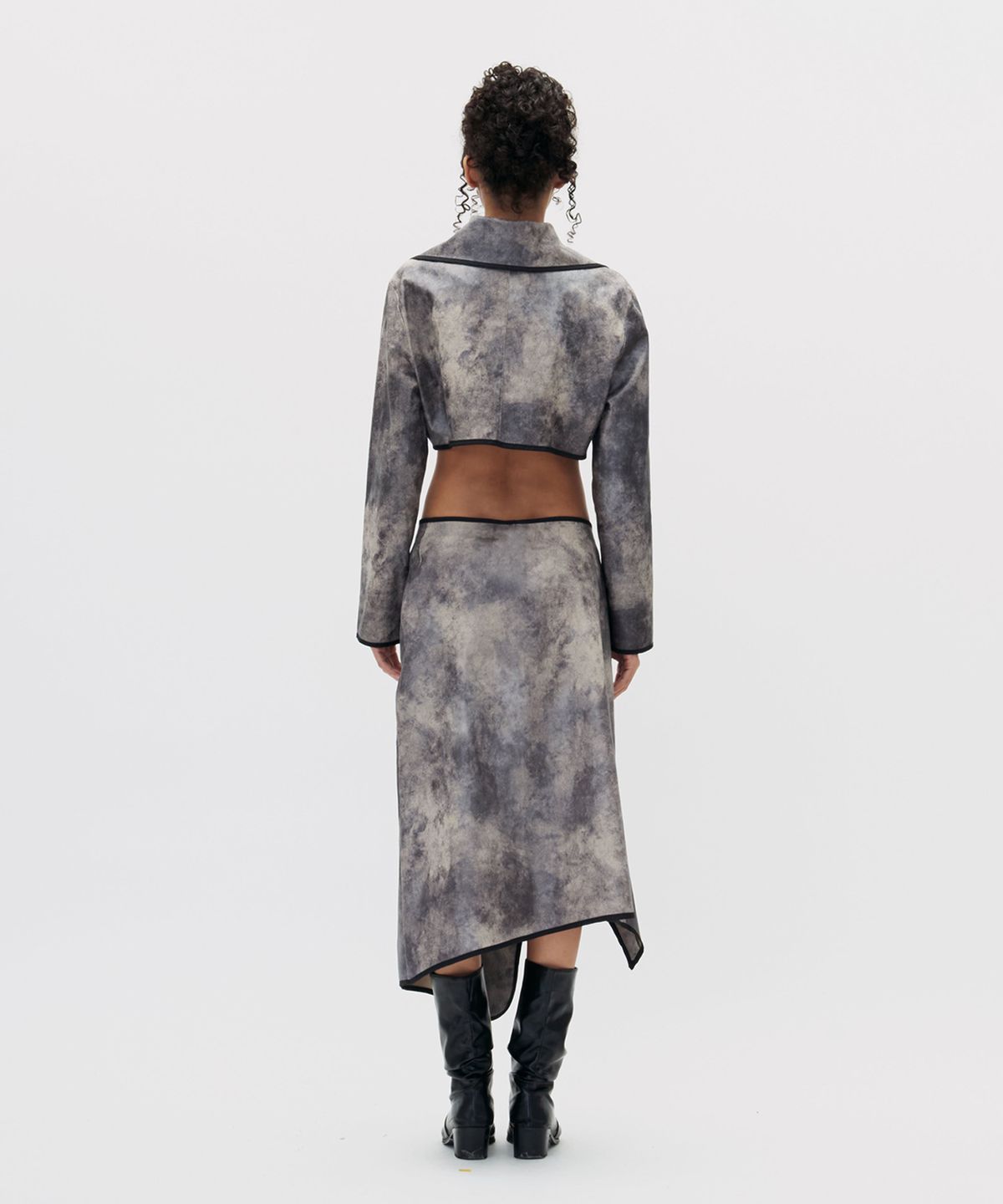 쎄쎄쎄(SETSETSET) CROSSOVER WATER STAIN WRAP SKIRT BROWN
