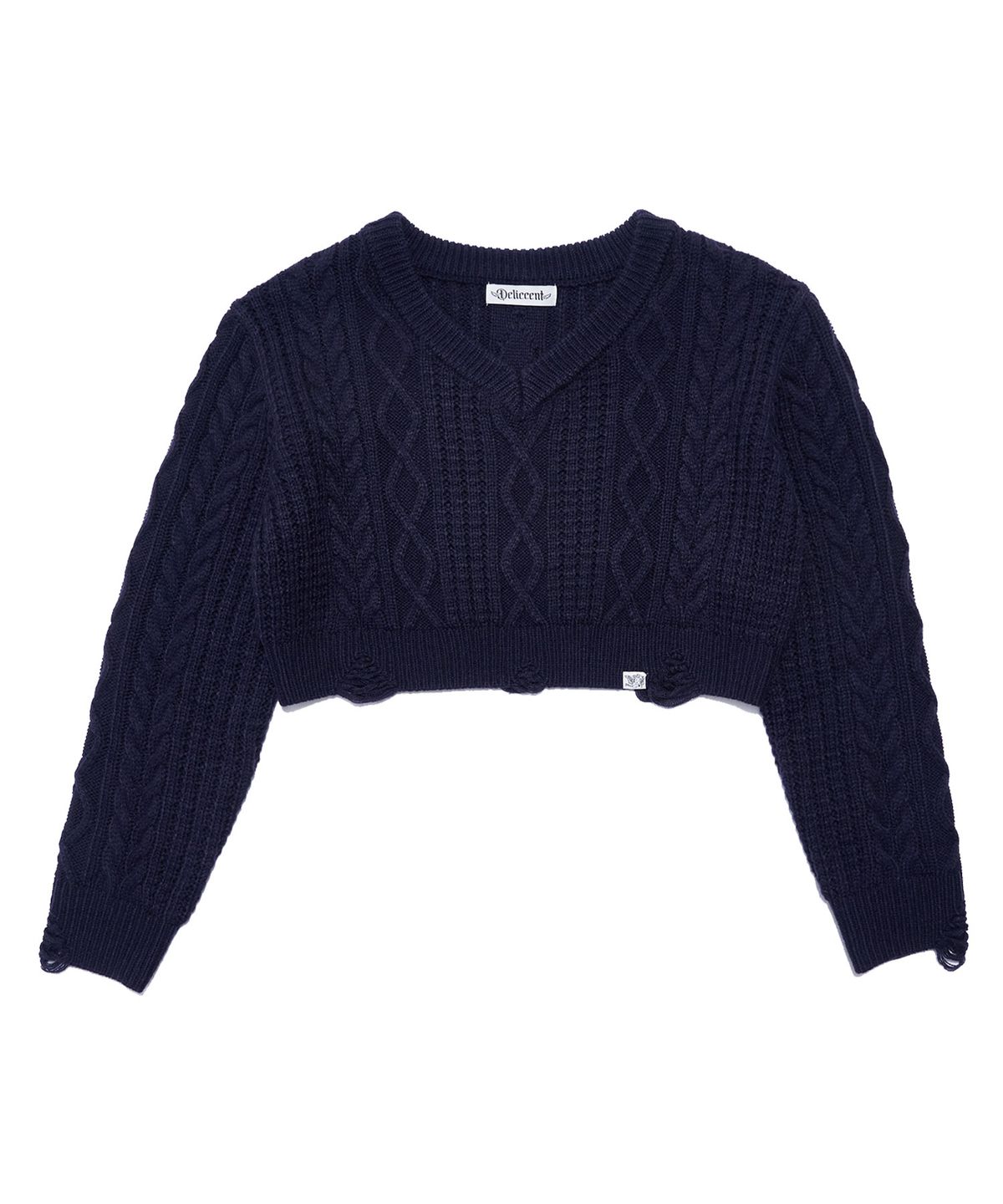 델리센트(DELICCENT) 크롭 케이블 풀오버 [NAVY]