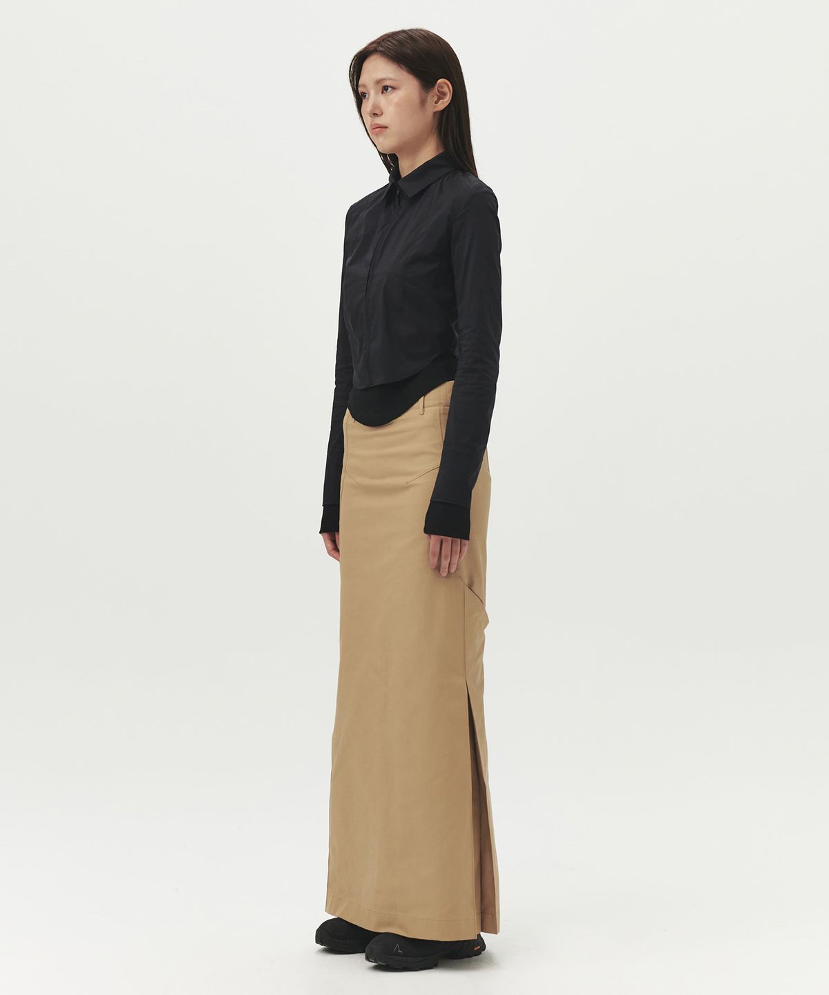 이이(EE) WOMENS COTTON LONG SKIRT BEIGE