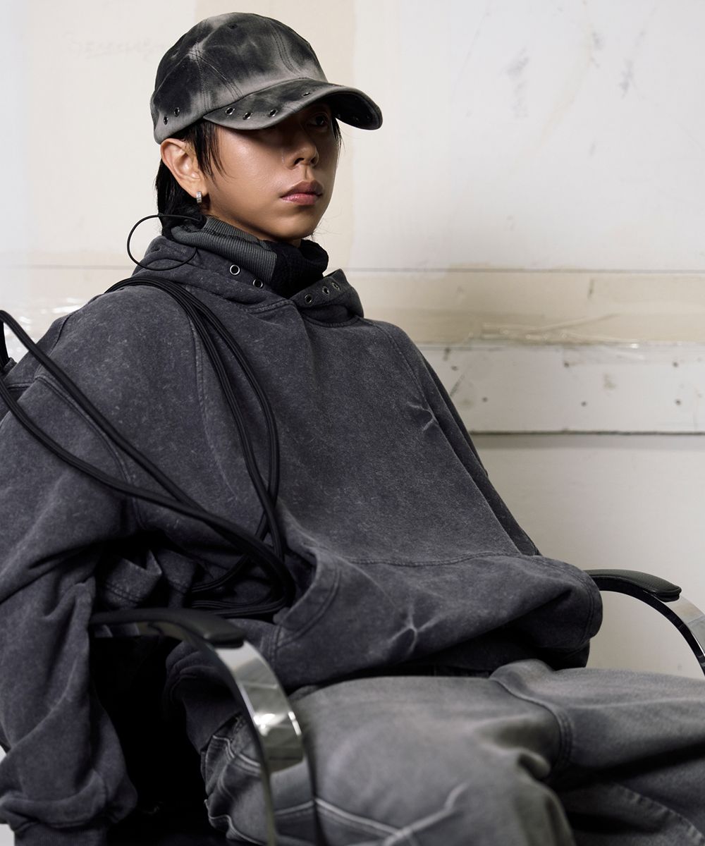 MUSINSA | MAISON MINED PINCH WASHED HOODIE BLACK
