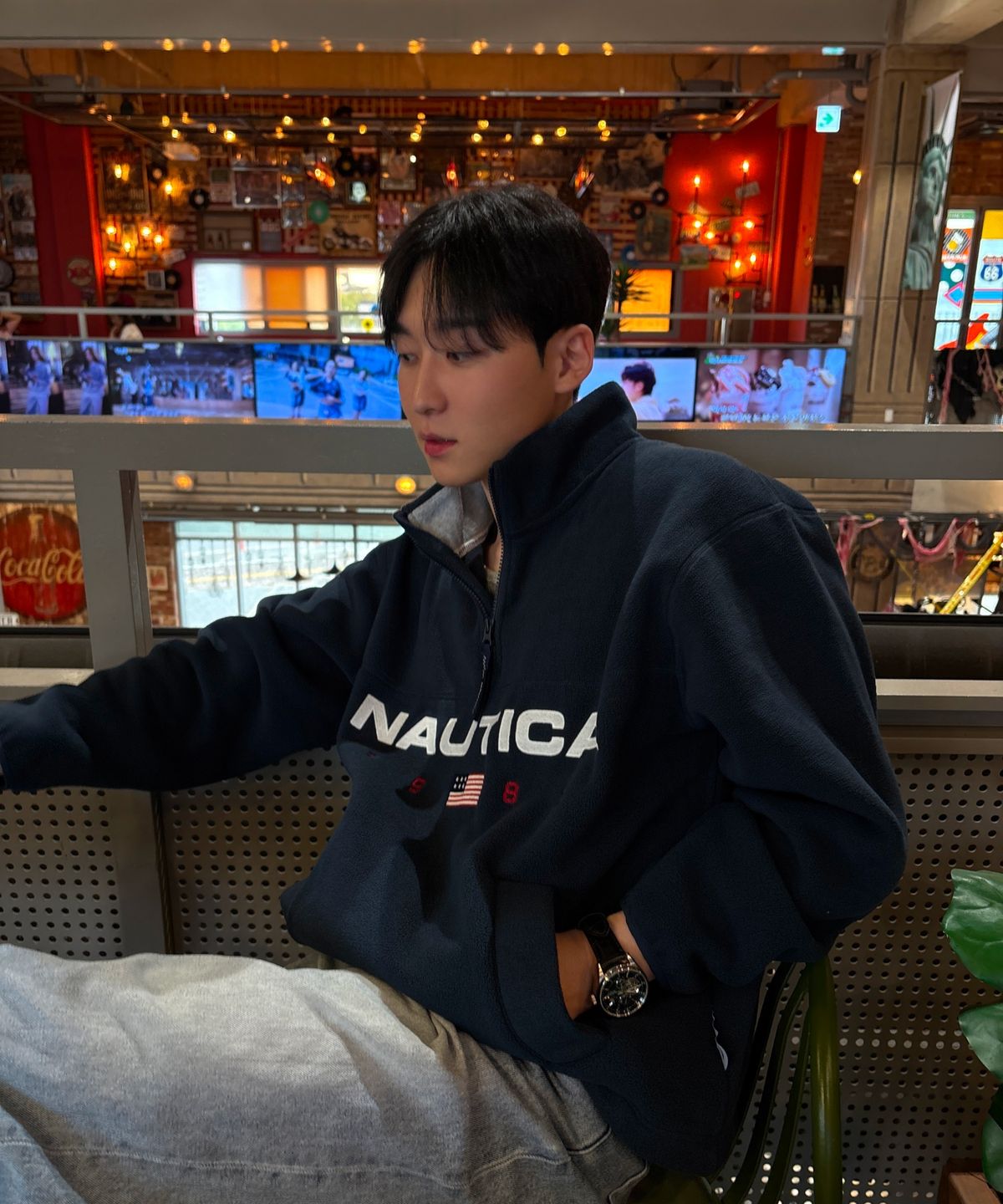 노티카(NAUTICA) 83플래그 폴라 스펠아웃 하프 집업(네이비) NFL2346NAZ