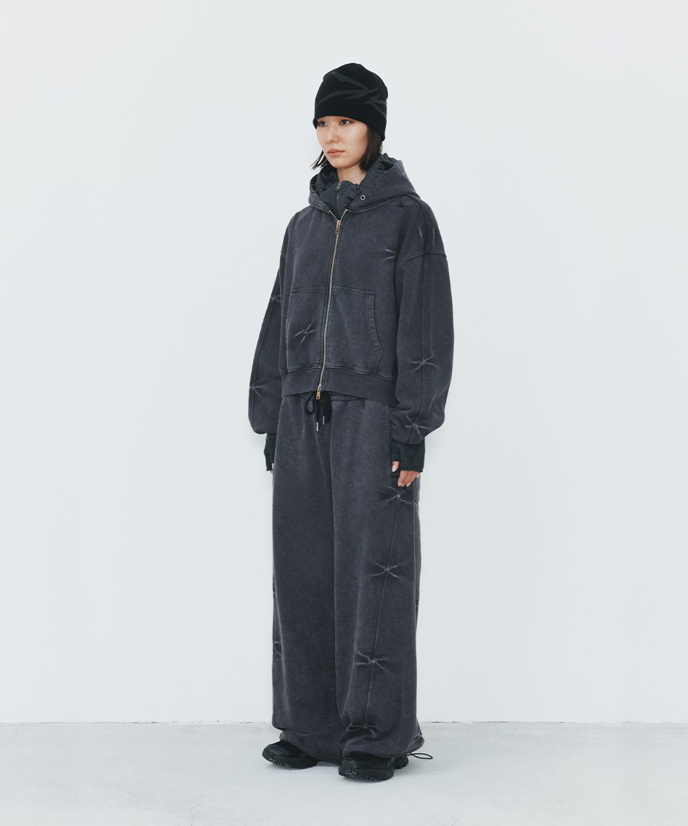 【MAISON MINED】23FW★ PINCH WASHED HOODIE MUSINSA | MAISON MINED (W) PINCH WASHED CROP HOOD ZIP-UP BLACK