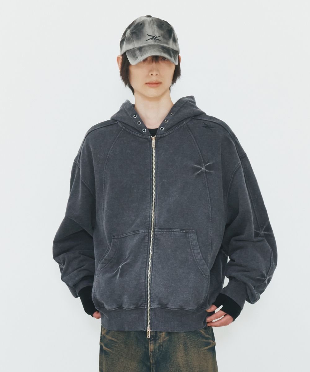 MUSINSA | MAISON MINED PINCH WASHED HOOD ZIP-UP (3COLOR)