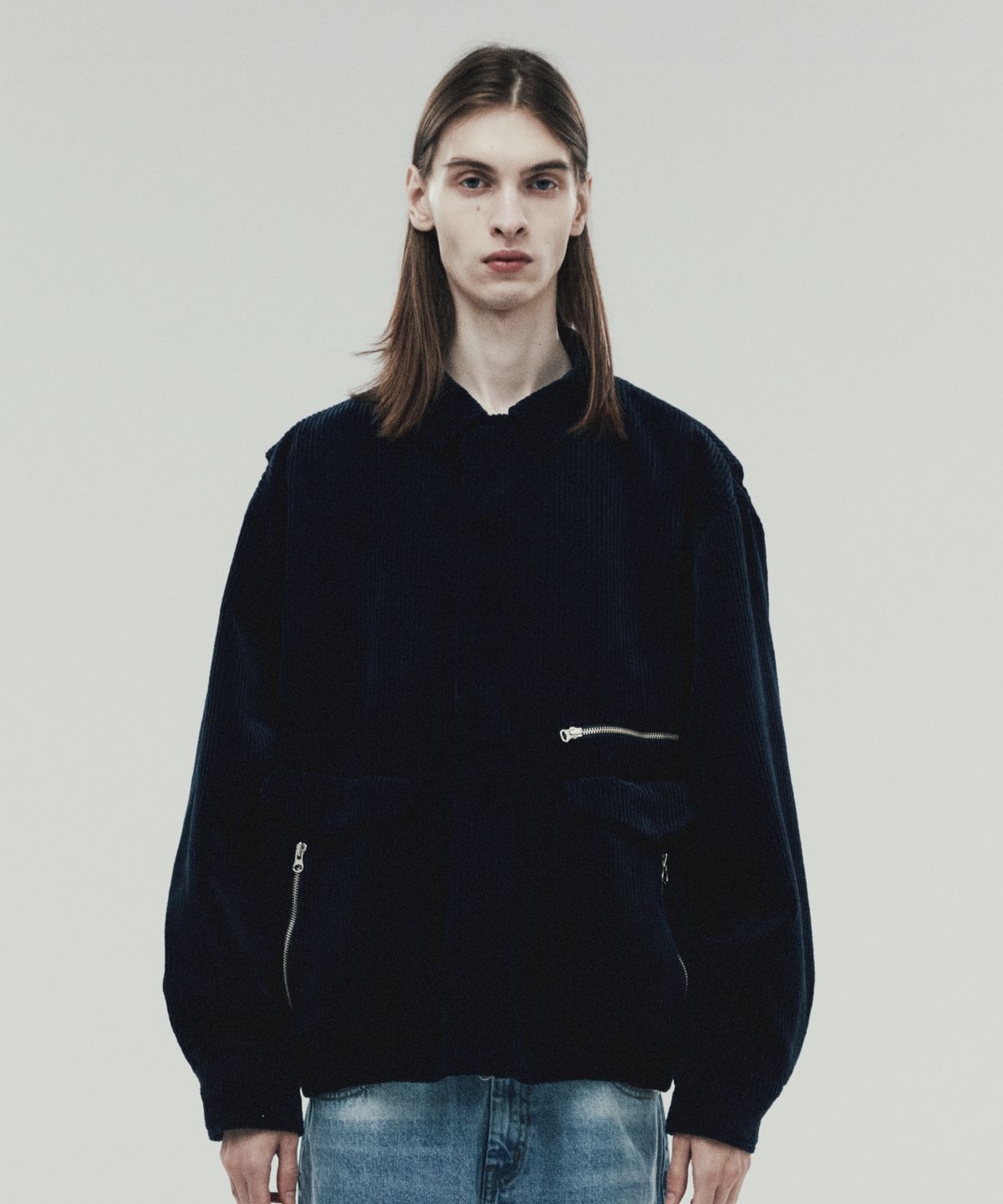 더바이닐하우스(THEVINYLHOUSE) CORDUROY BLOUSON NAVY (VH2DFUB930A)