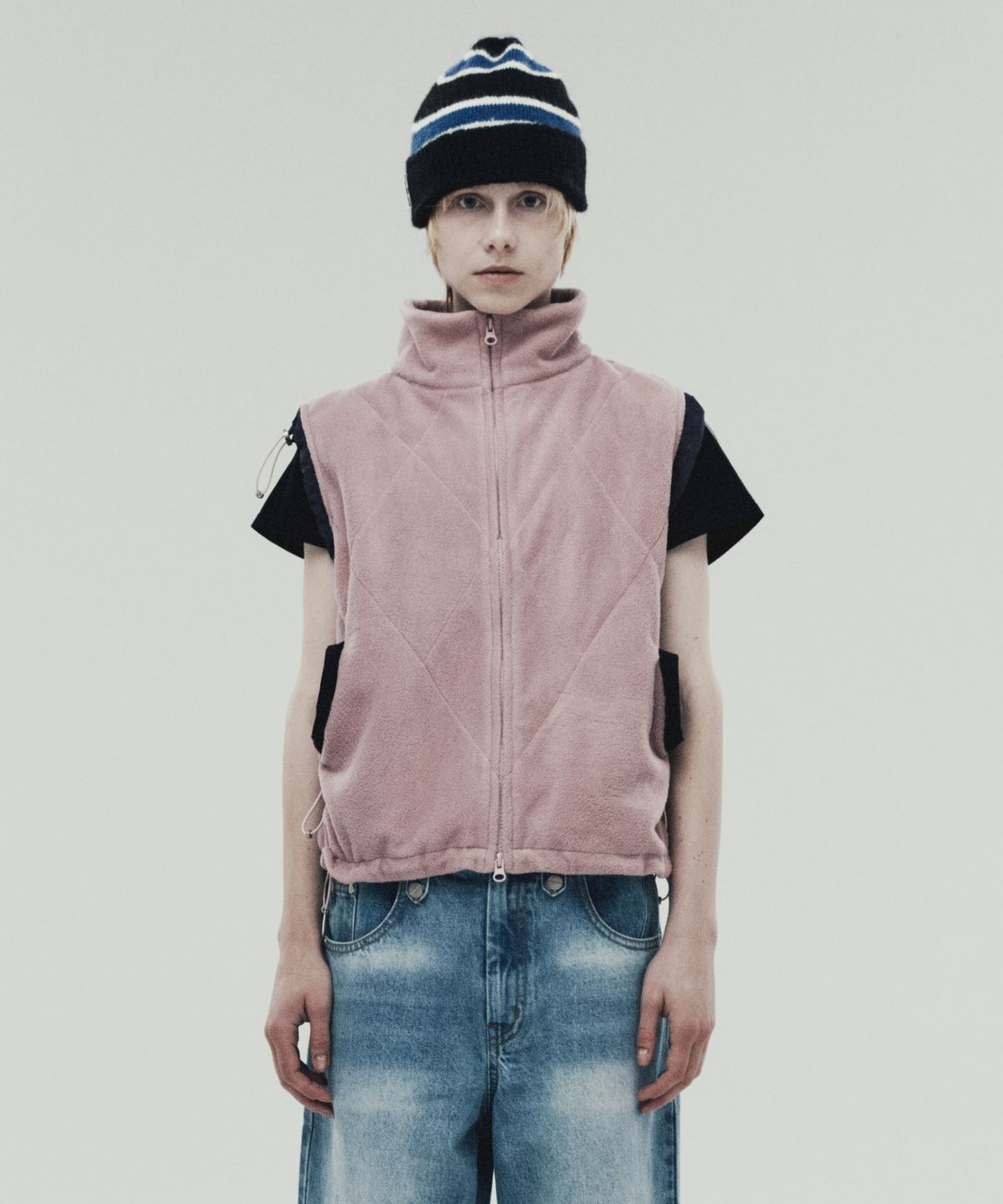 더바이닐하우스(THEVINYLHOUSE) QUILTING FLEECE VEST PINK (VH2DFUB991A)