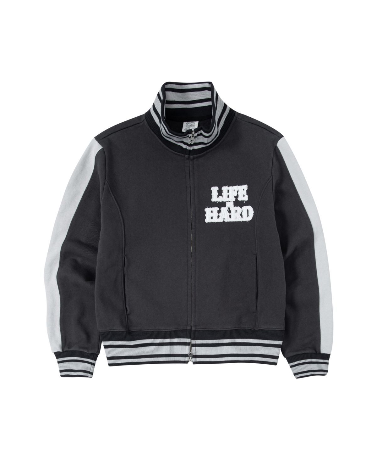 더바이닐하우스(THEVINYLHOUSE) LIFE IS HARD FULL ZIP SWEATSHIRT CHARCOAL (VH2DFUM482A)