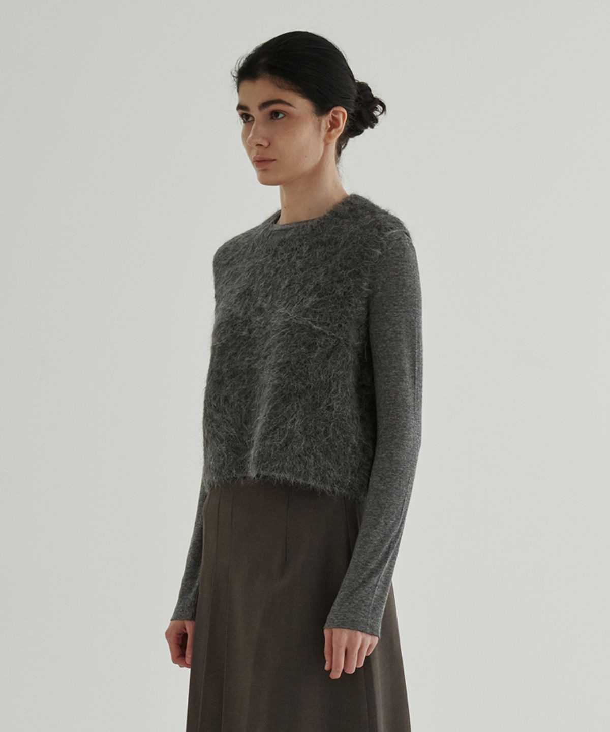 스텝어라운드(STEP AROUND) Hairy Alpaca vest (charcoal)
