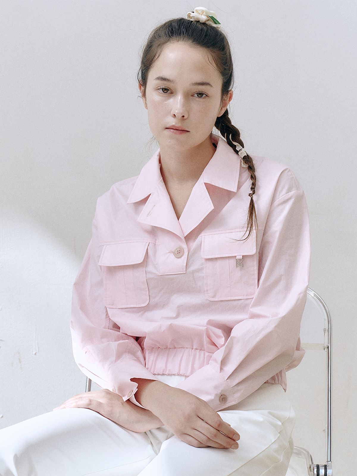버뮤다그래스(BERMUDAGRASS) 글로시 포켓 자켓_PINK