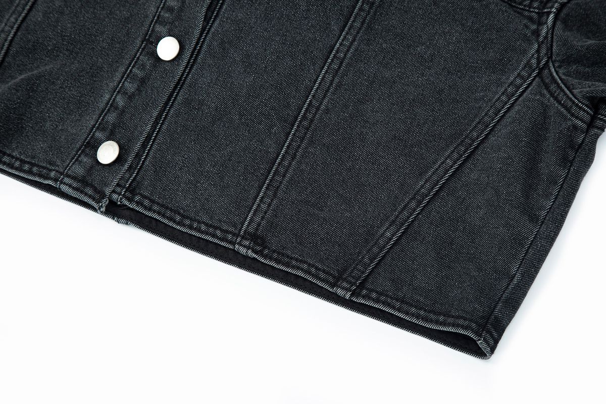 샐러드바구니(SALAD BAGUNI) Case Cropped Denim Jacket_black