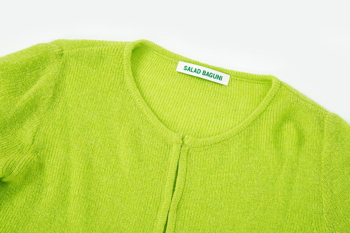 샐러드바구니(SALAD BAGUNI) Clip Mohair Cardigan_lime