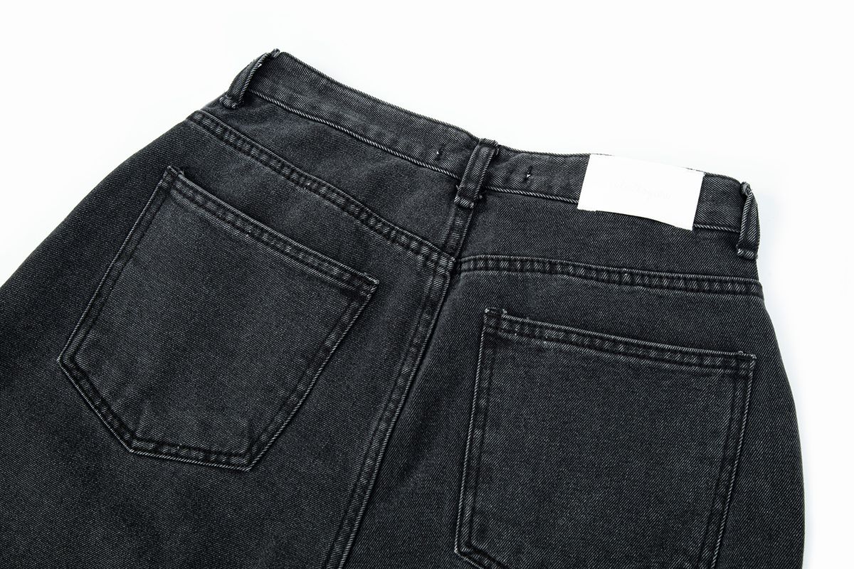 샐러드바구니(SALAD BAGUNI) Pin Tuck Wide Denim Jeans_black