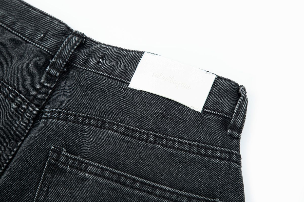 샐러드바구니(SALAD BAGUNI) Pin Tuck Wide Denim Jeans_black