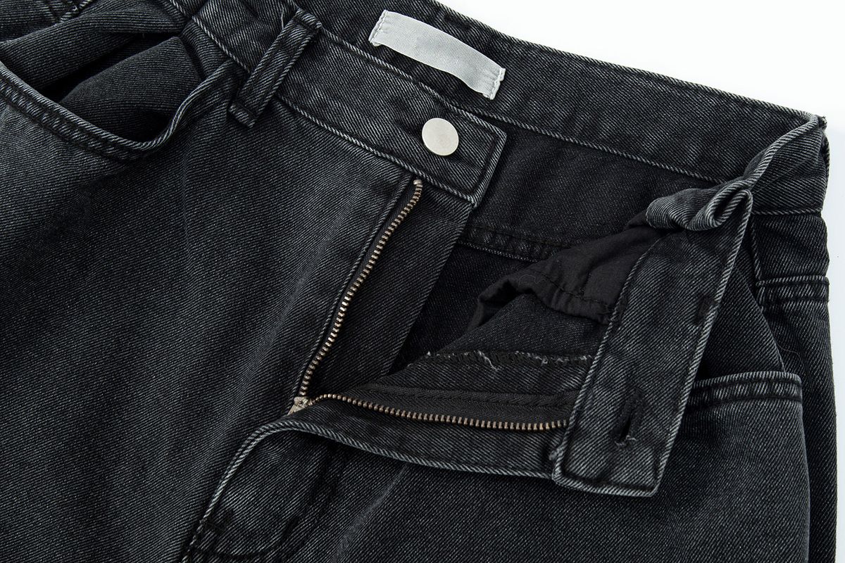 샐러드바구니(SALAD BAGUNI) Pin Tuck Wide Denim Jeans_black