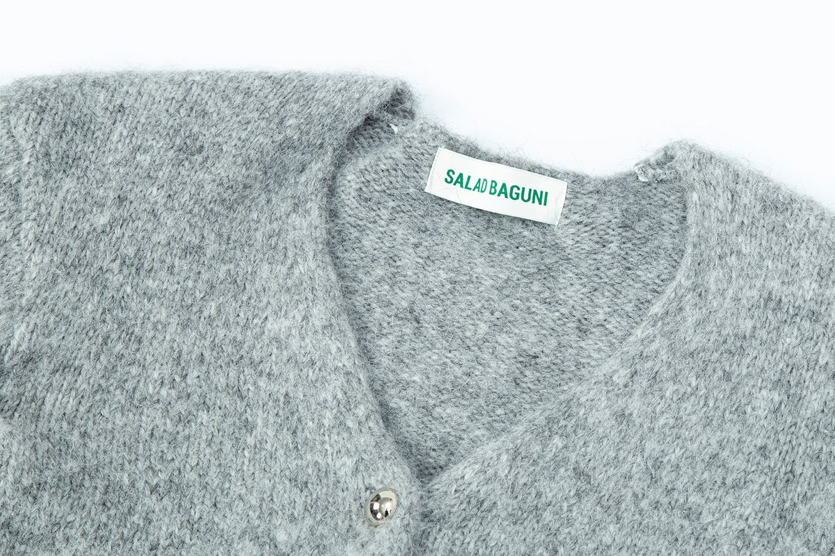 샐러드바구니(SALAD BAGUNI) No Collar Puff Jacket_melange gray