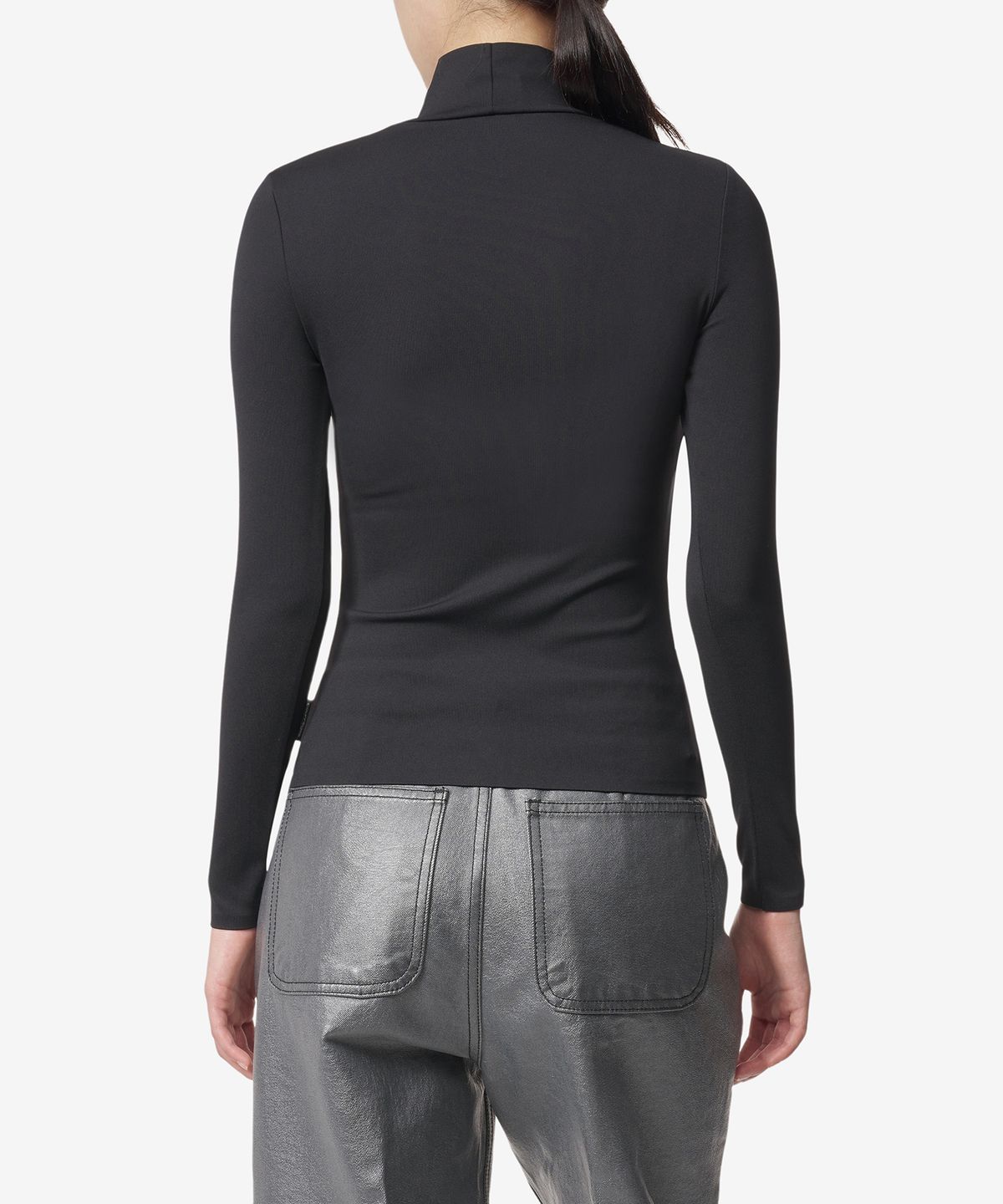 꾸레쥬(COURREGES) 테크노 모크넥 롱슬리브 탑 - 블랙 / 323JTO182JS00169999