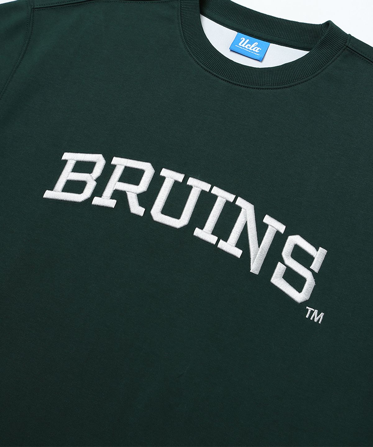 유씨엘에이(UCLA) 남여공용 BRUINS 볼륨자수 베이직 크루넥 맨투맨[DK-GREEN](UZ9LTA1_68)