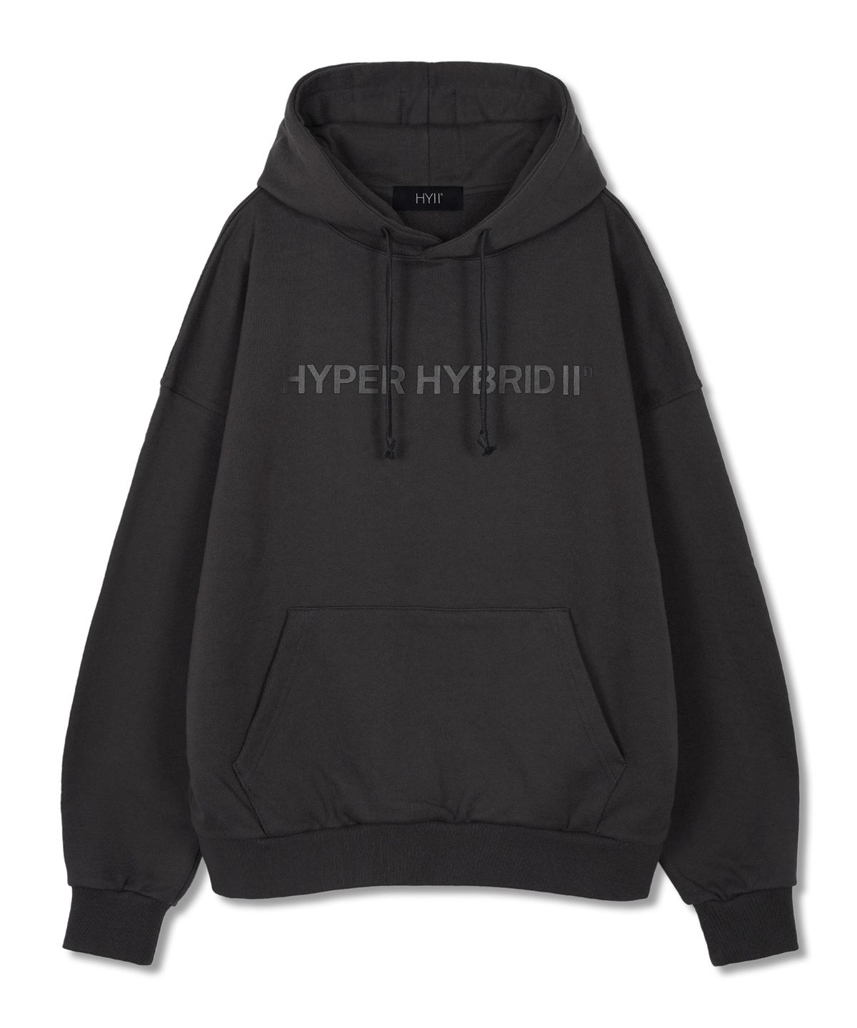 하이투(HYIIⁿ) 크로스 투 스트링 후드티 [차콜 그레이]