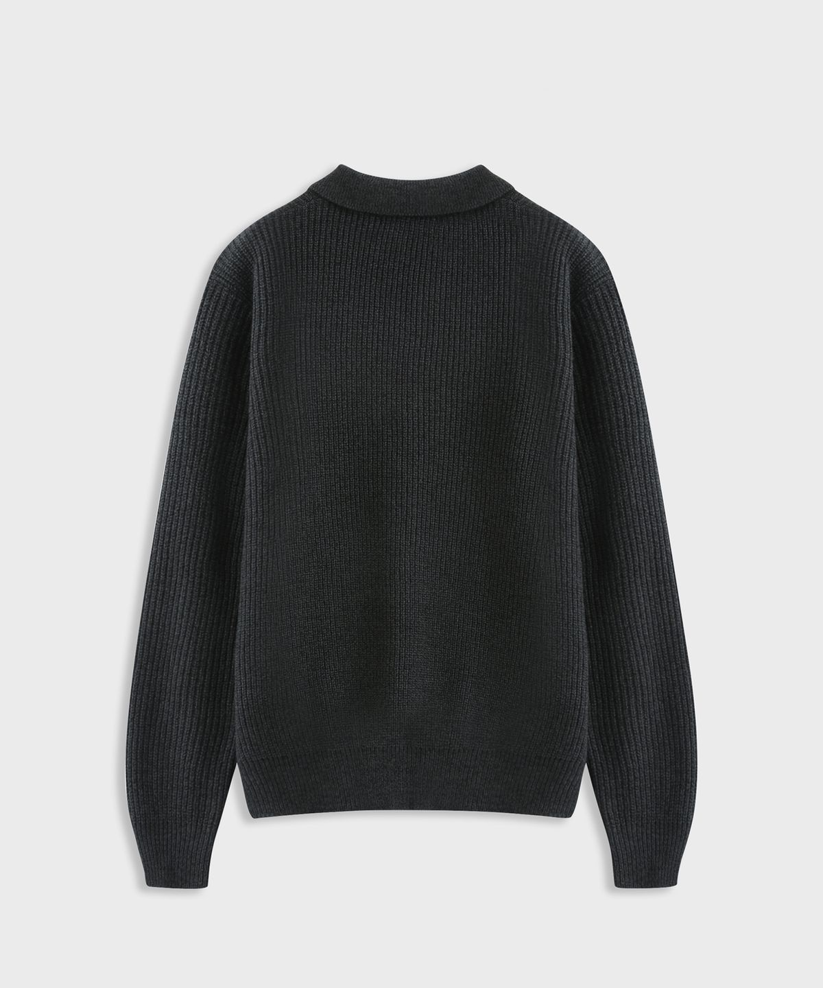애쉬아워(ASHOUR) Open Collar Mixed Knit Charcoal