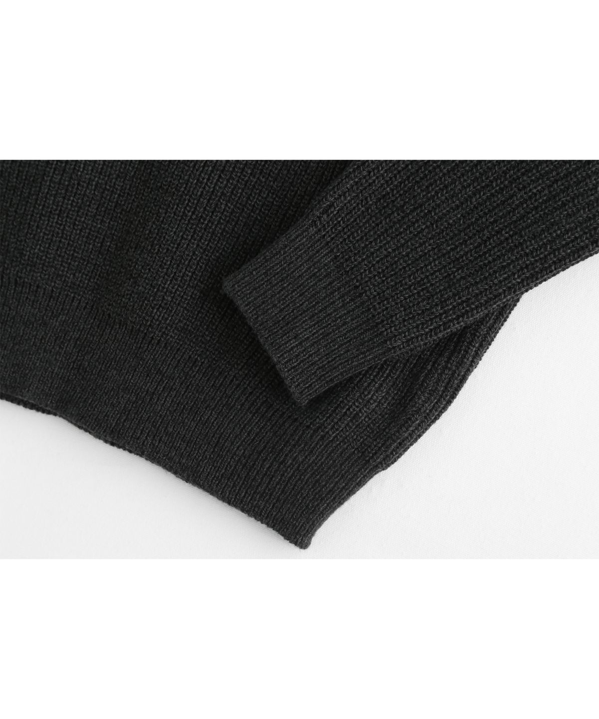 애쉬아워(ASHOUR) Open Collar Mixed Knit Charcoal