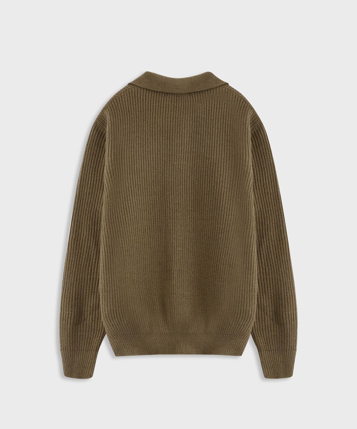 애쉬아워(ASHOUR) Open Collar Mixed Knit Brown