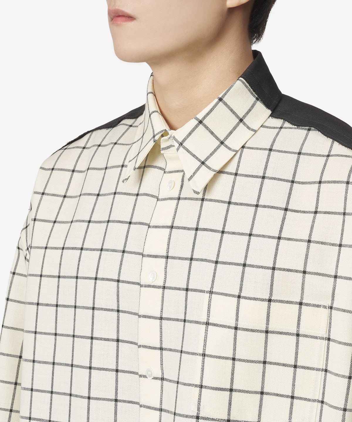 마르니(MARNI) 플레인 백 체크 울 셔츠 - 스톤 화이트 / CUMU0278Q1UTWA01CHW03